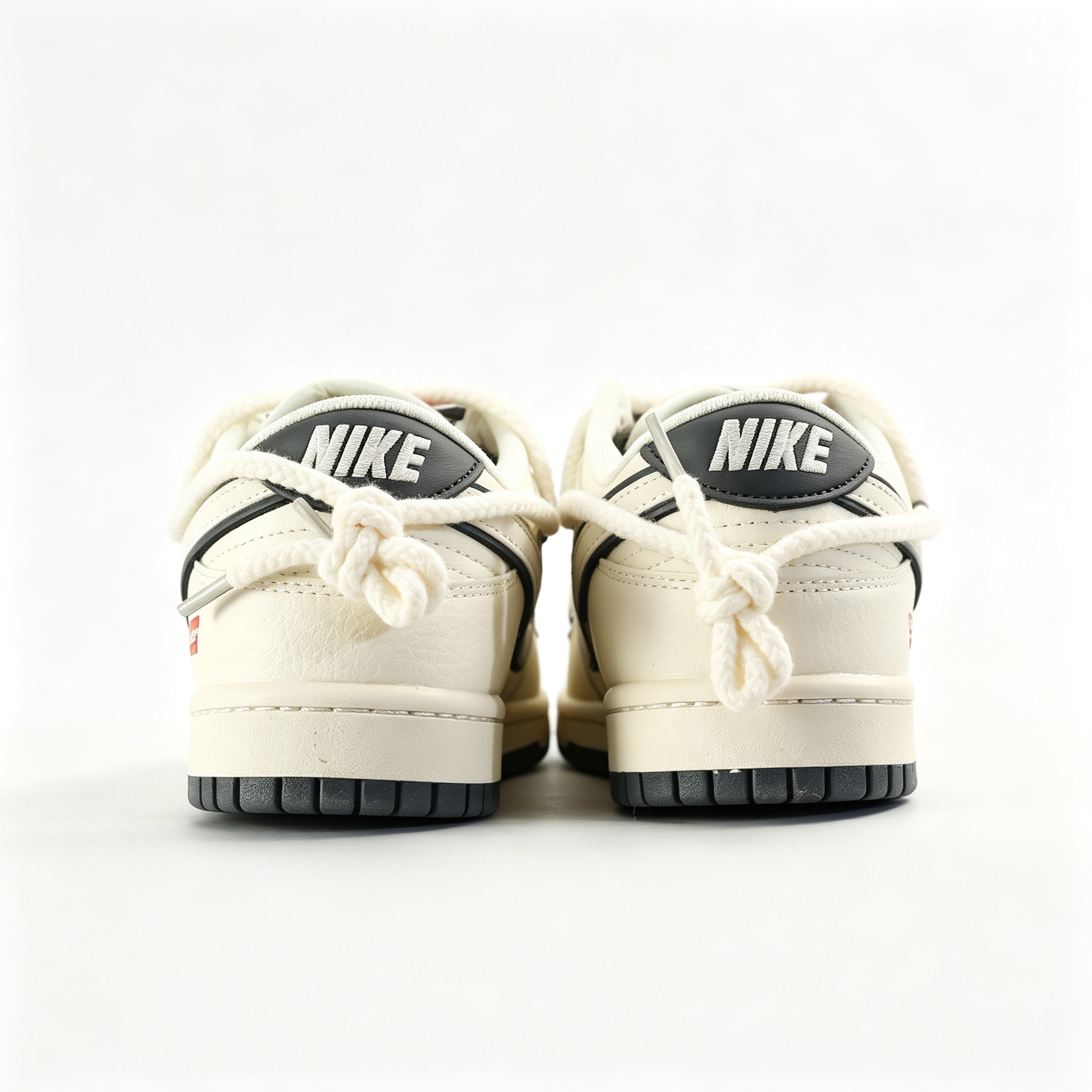 Nike Dunk Low Custom — Cream / Off-White / Dark Grey Outline / Deconstructed Drawstring