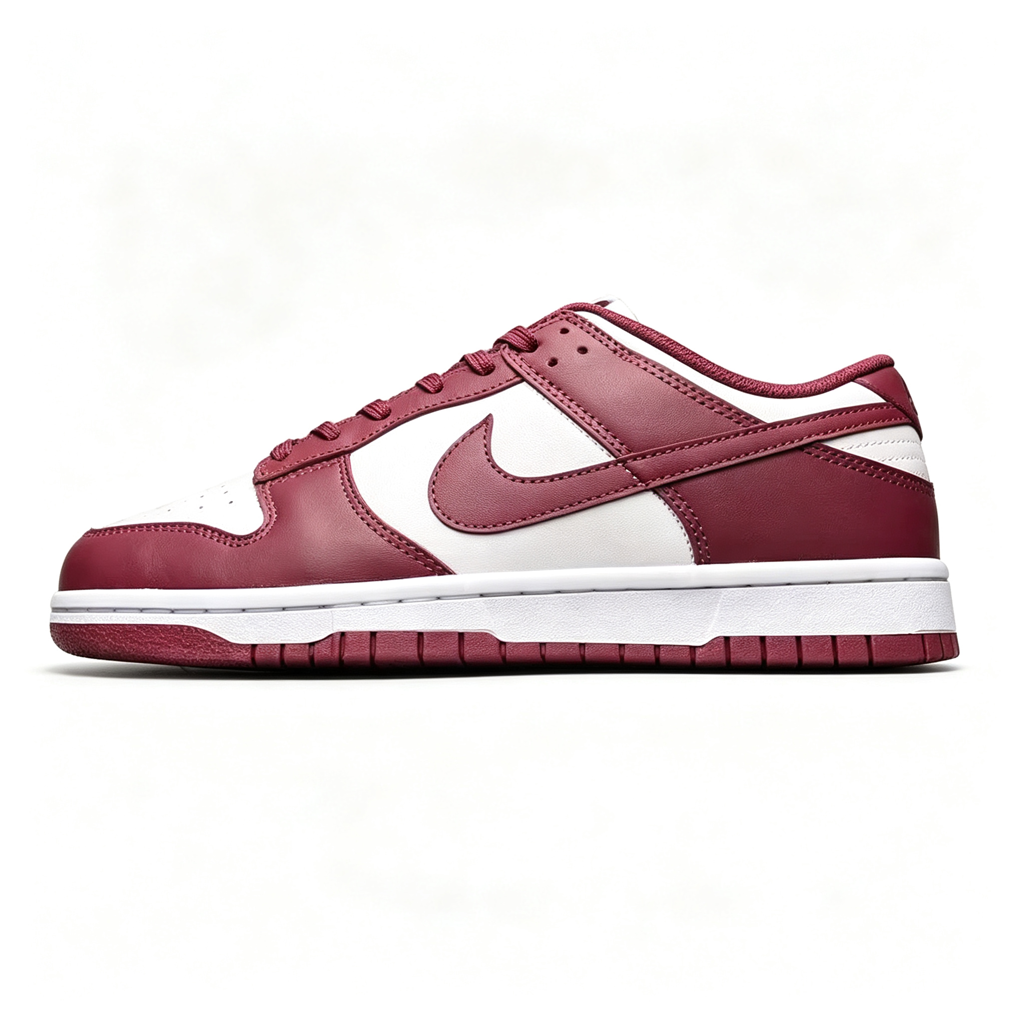 Nike Dunk Low 'White / Burgundy' — Premium Leather Sneakers