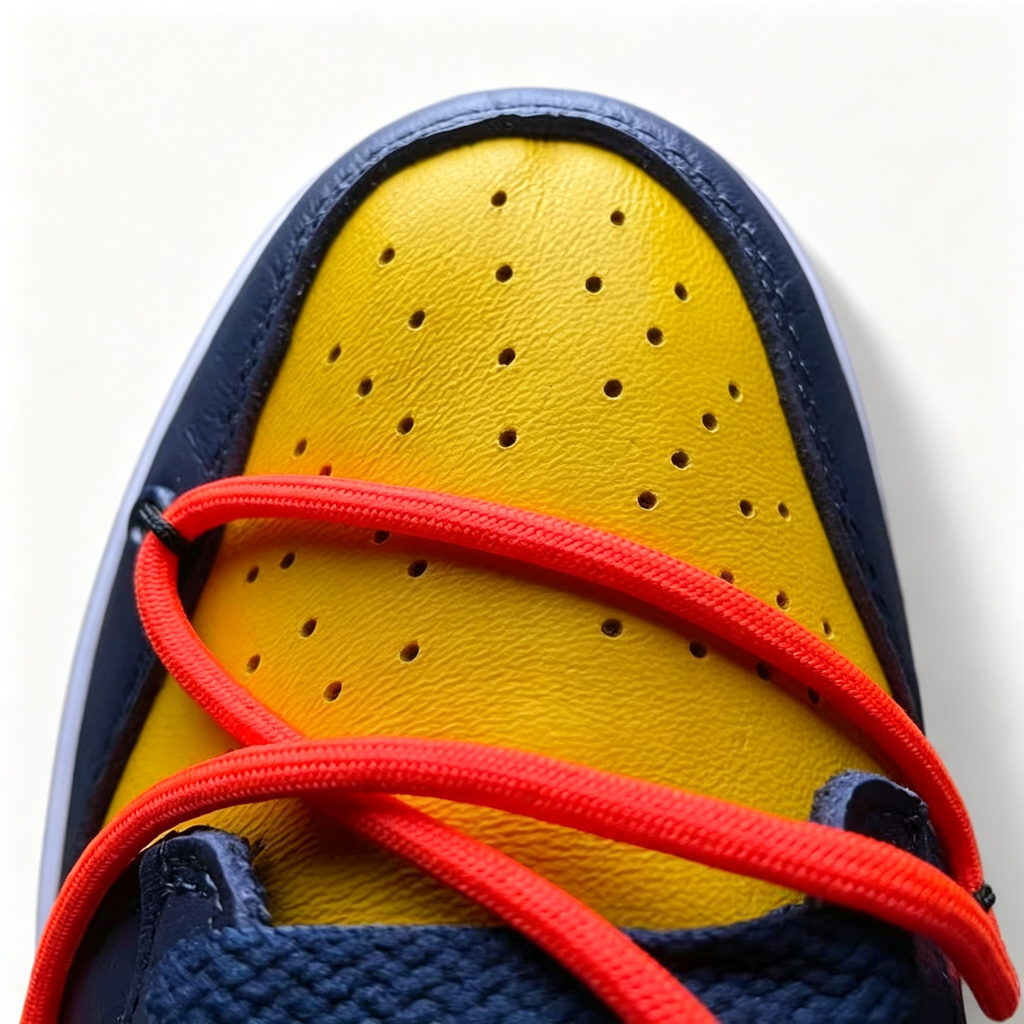 Nike Dunk Low Sneakers – Yellow / Navy Blue / Orange | Zip-Tie Tag Detail