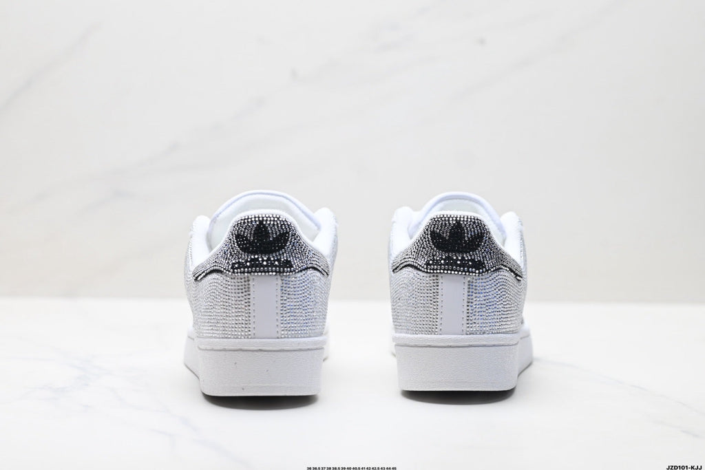 adidas Originals Superstar Custom — Silver Black Rhinestone | White Shell Toe