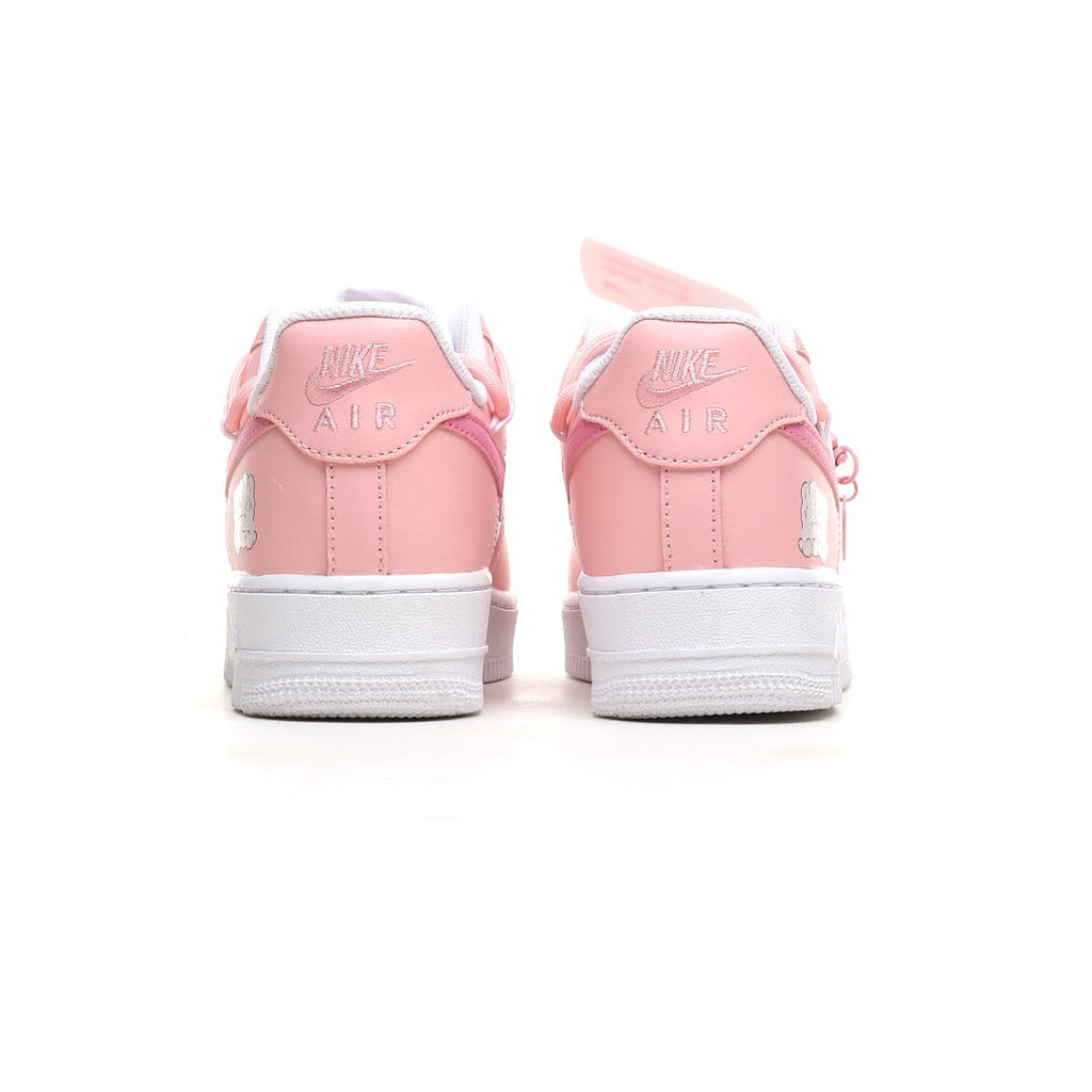 Nike Air Force 1 '07 Low Women's 'Bear Hug' – White & Light Soft Pink Custom Graphic Sneaker