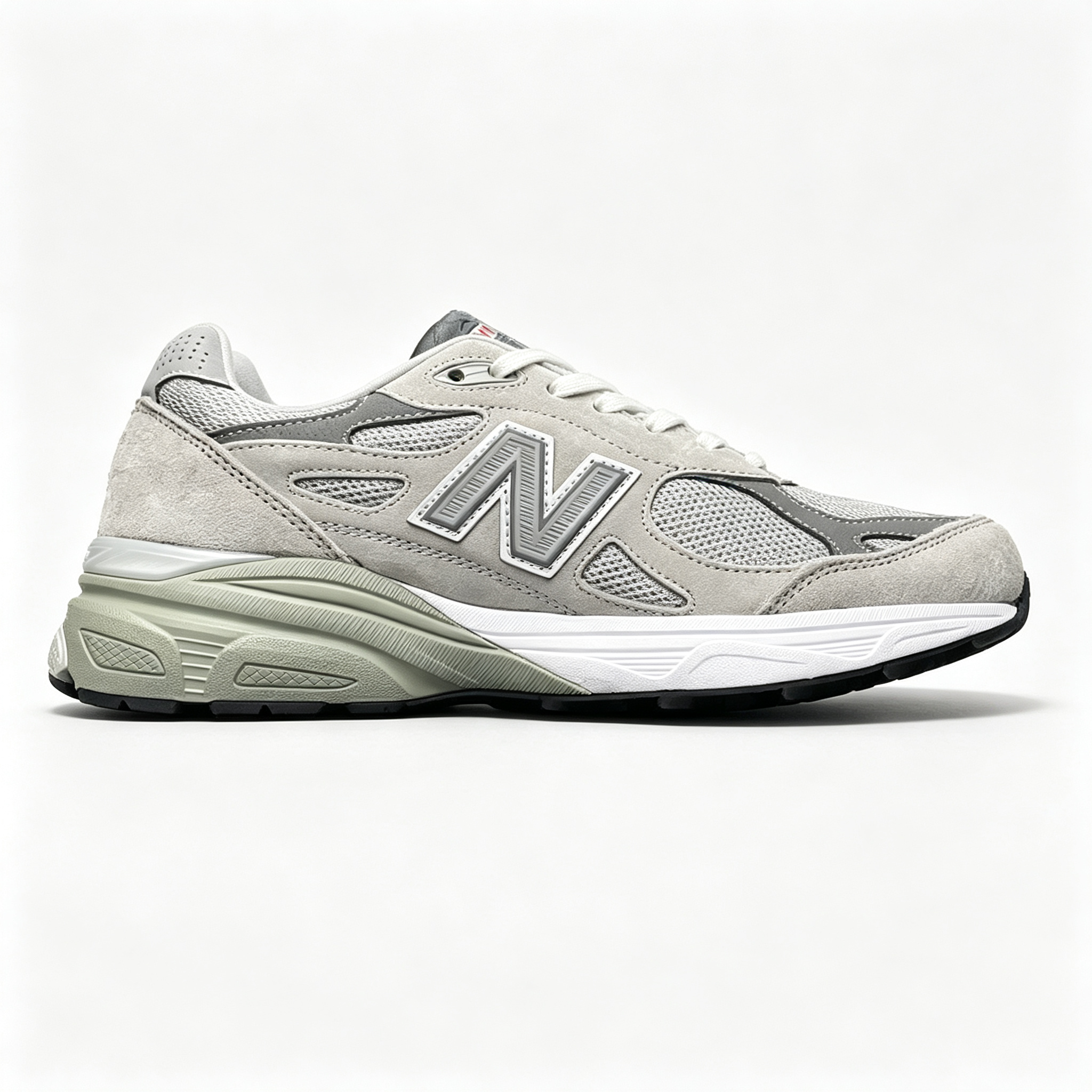 JJJJound x New Balance 990v3 Sneakers — Light Grey / Olive