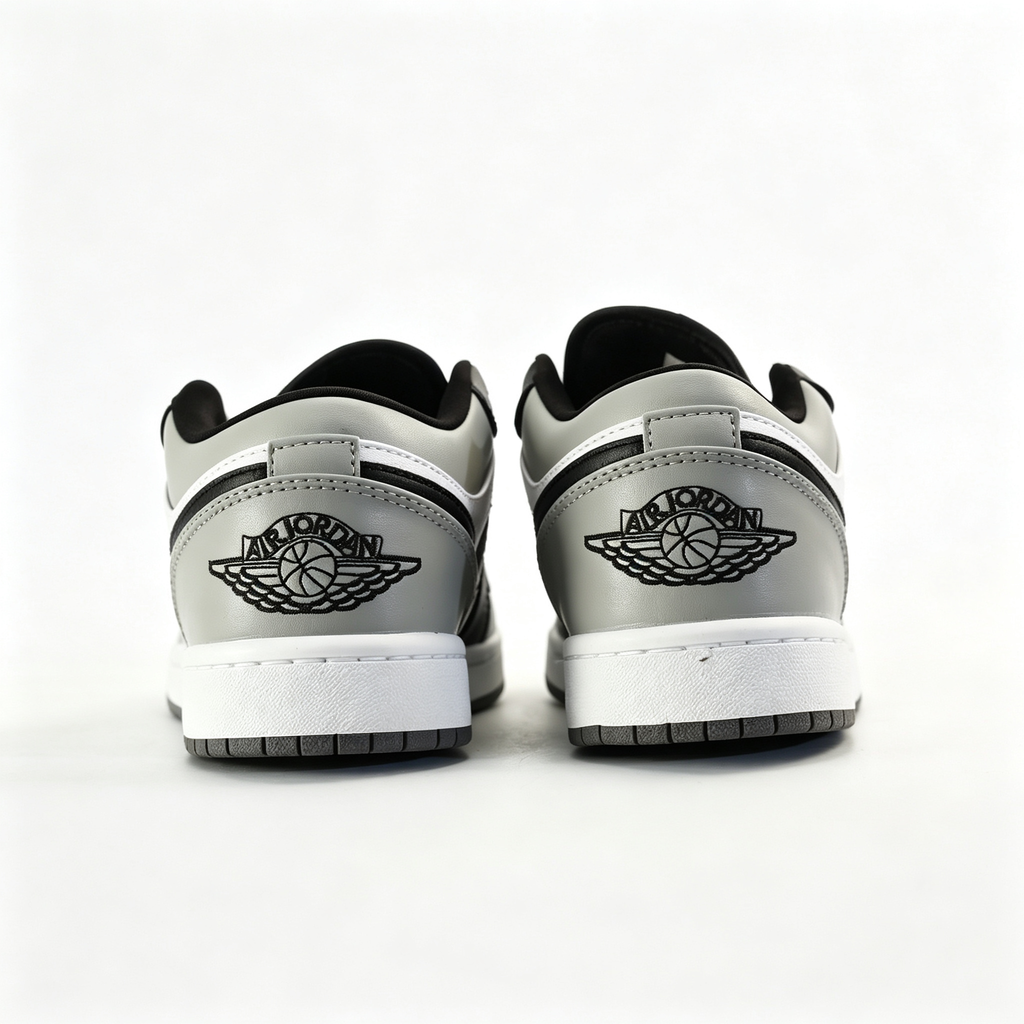 Air Jordan 1 Low 'Black & Light Grey' – White Leather Low-Top Sneakers