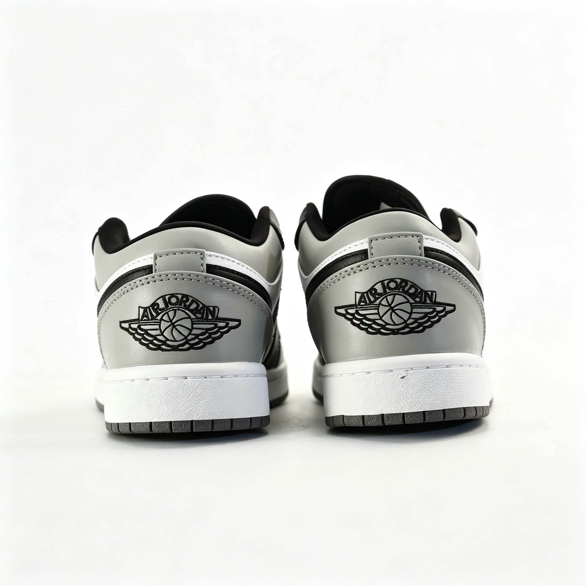 Air Jordan 1 Low 'Black & Light Grey' – White Leather Low-Top Sneakers