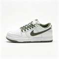 Nike Dunk Low — White / Olive Green Swoosh / Leather