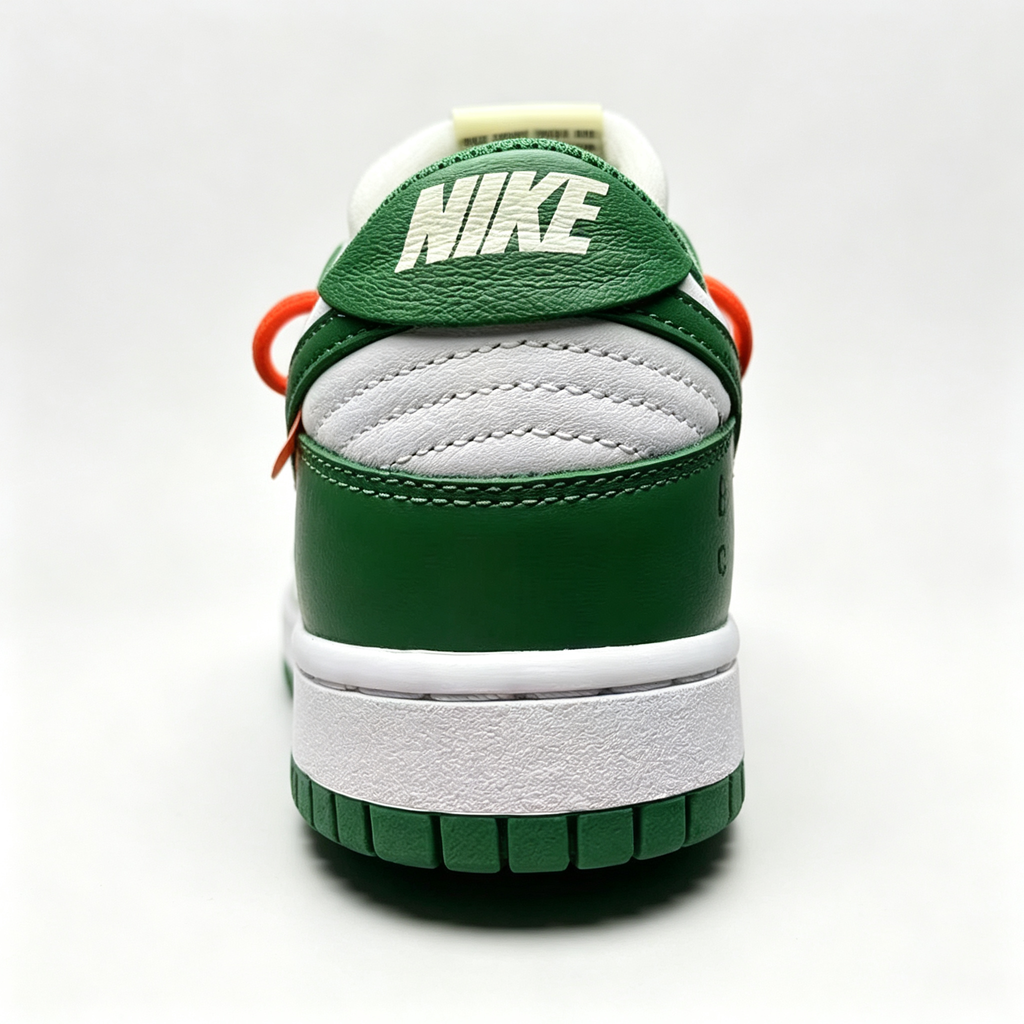 Nike Dunk Low Sneakers – White / Green / Orange | Lace-Lock Tag Detail