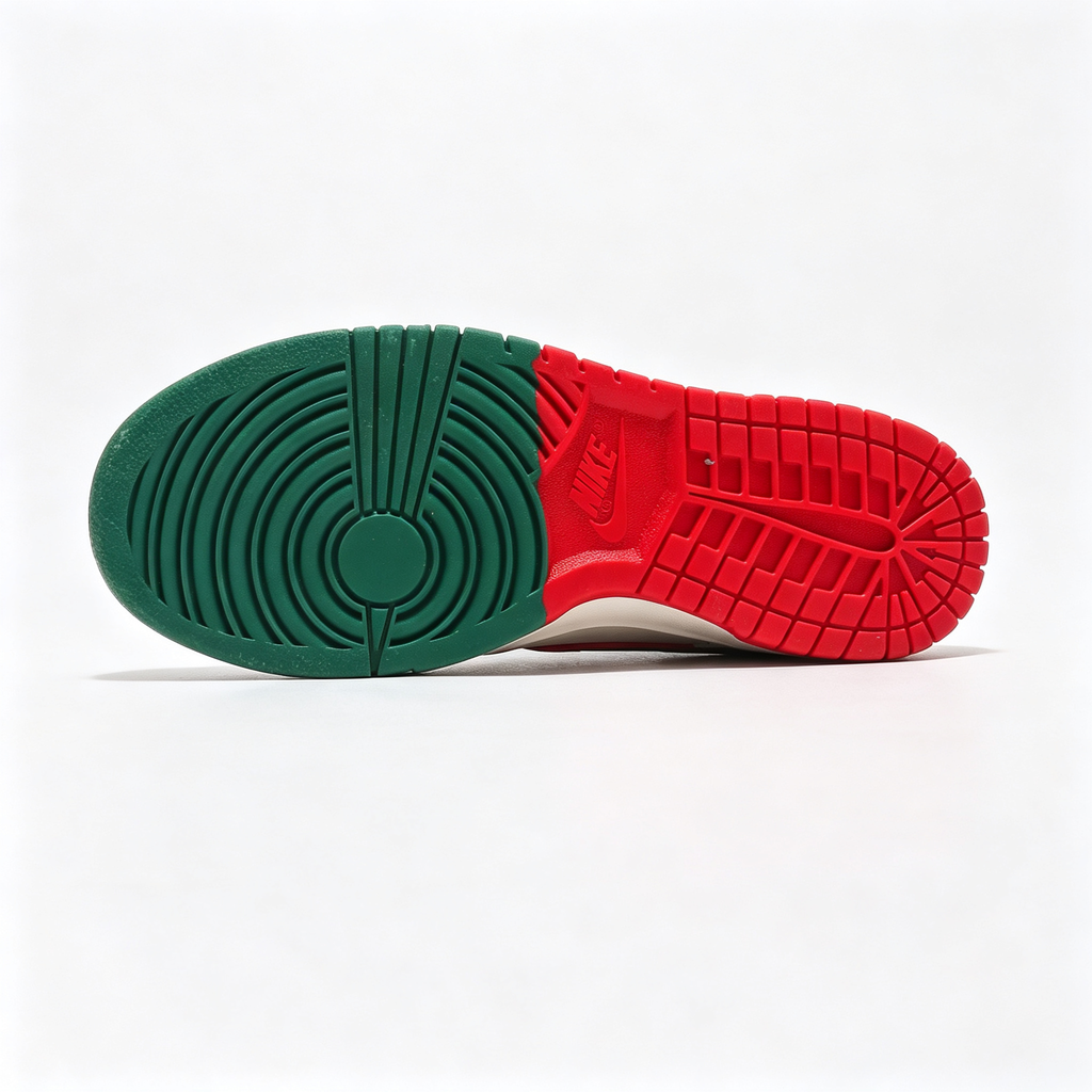Nike Dunk Low 'World Cup' – Custom Off-White, Green Swoosh & Red Trim Sneakers