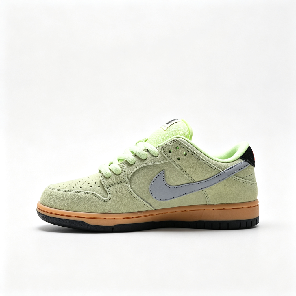 Nike Dunk Low — Pale Lime Green Suede / Gum Bottom