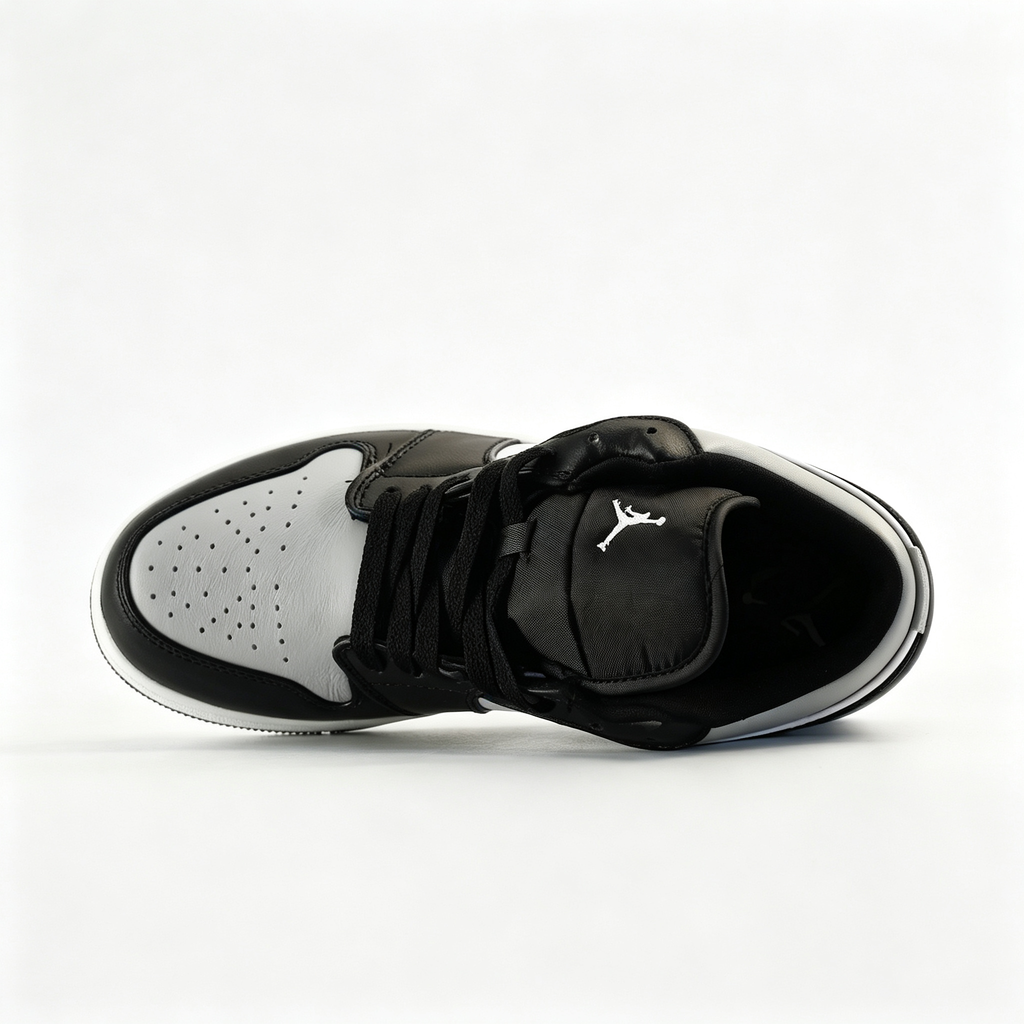 Air Jordan 1 Low 'Black & Light Grey' – White Leather Low-Top Sneakers