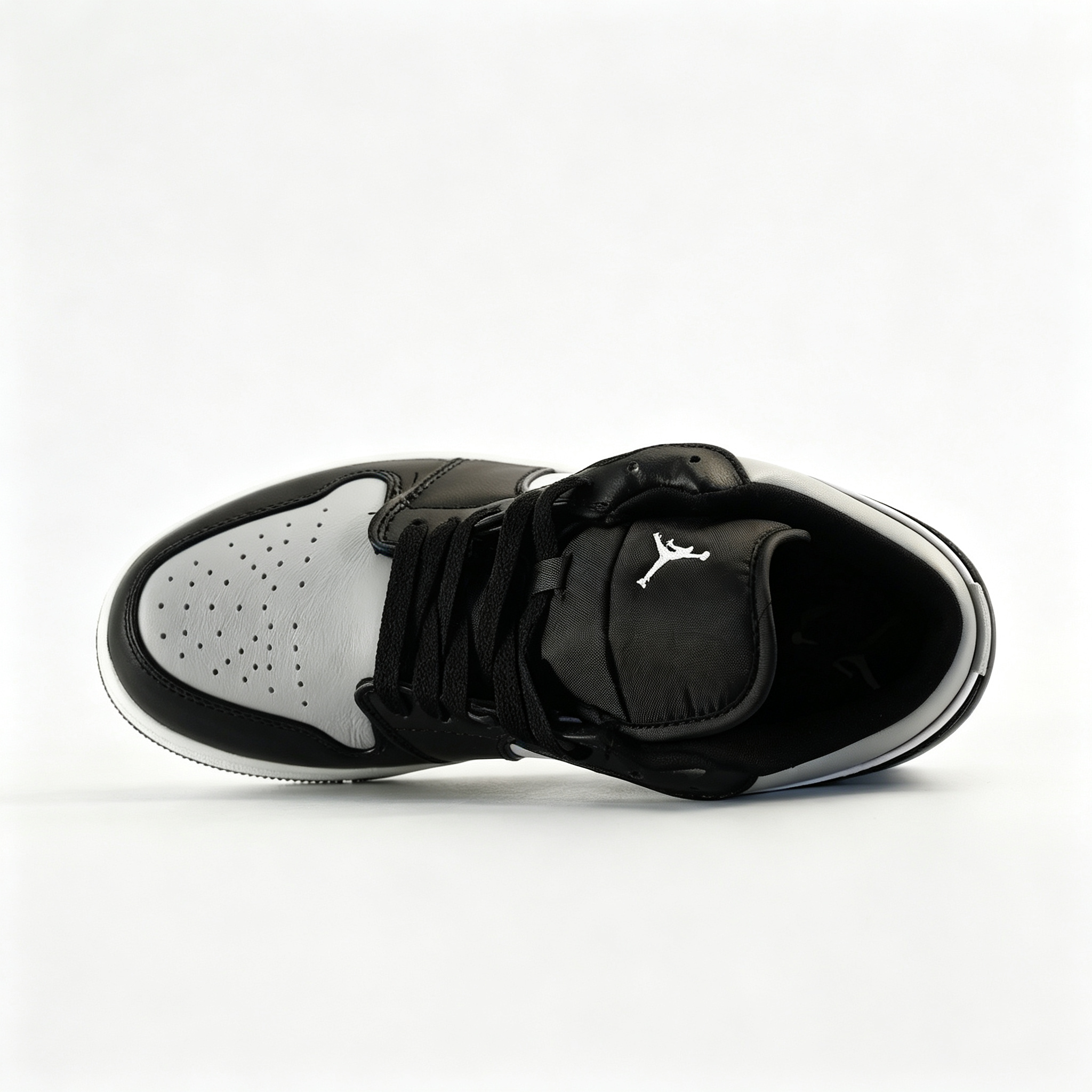 Air Jordan 1 Low 'Black & Light Grey' – White Leather Low-Top Sneakers