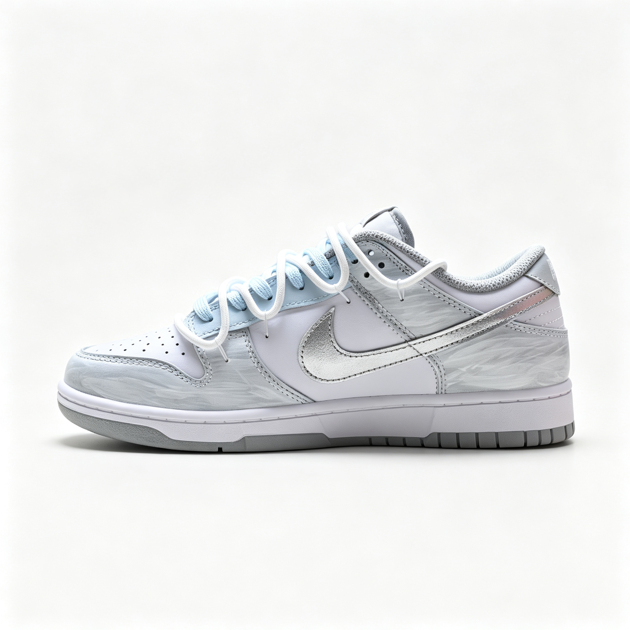 Nike Dunk Low BG — Marble Print / Light Blue / Silver Swoosh