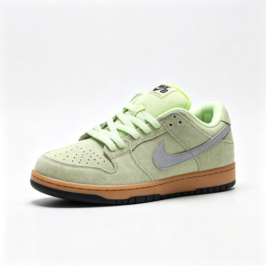 Nike Dunk Low — Pale Lime Green Suede / Gum Bottom