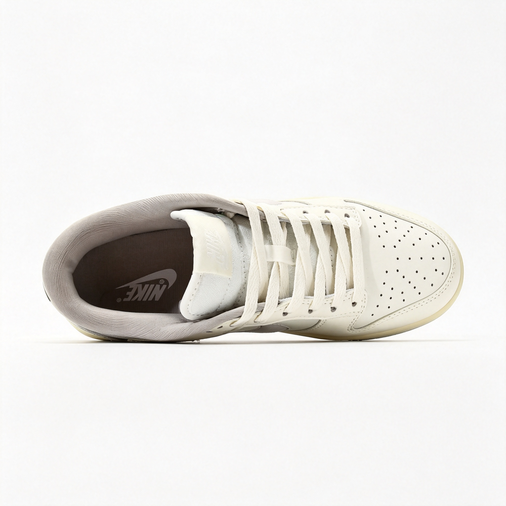 Nike Dunk Low — Cream / Off-White / Light Grey Swoosh / Pale Blue Outsole