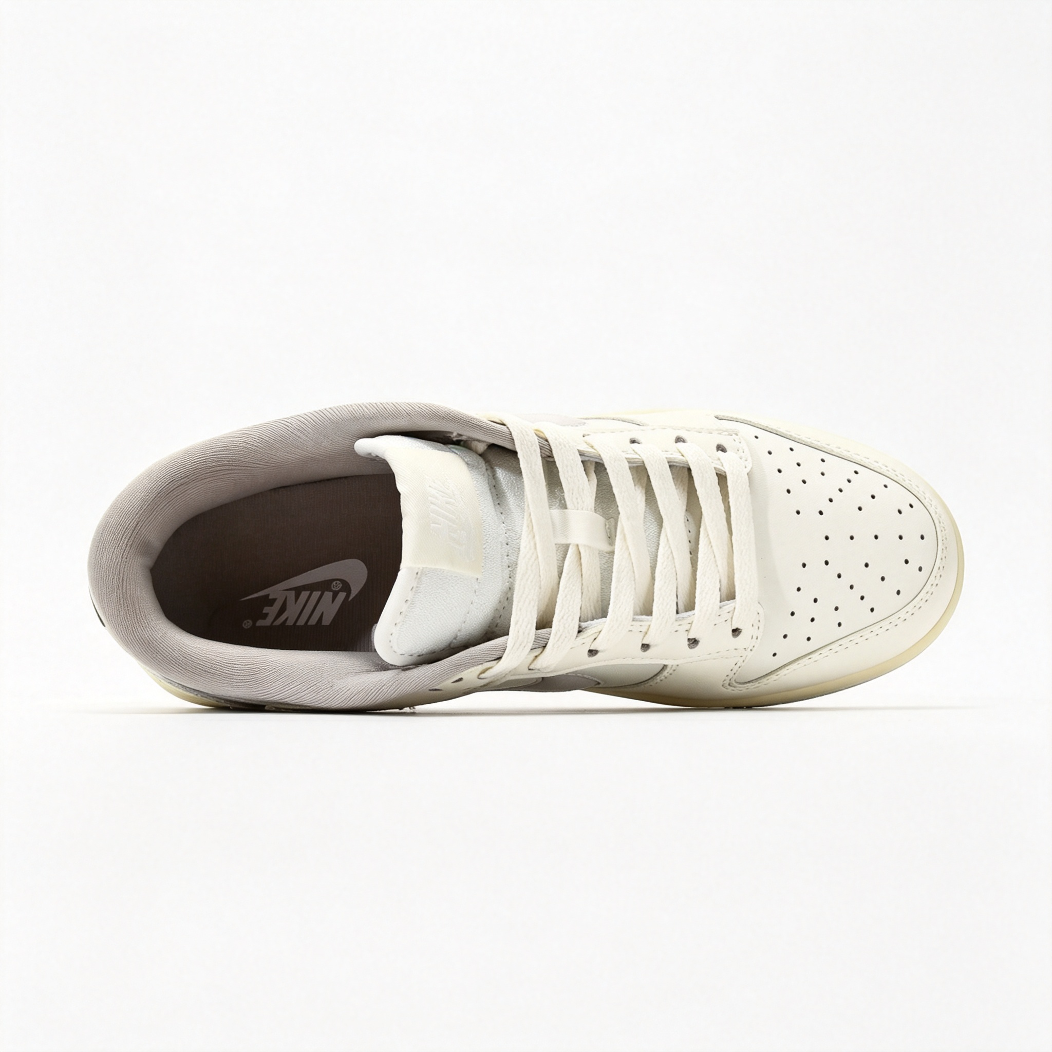 Nike Dunk Low — Cream / Off-White / Light Grey Swoosh / Pale Blue Outsole