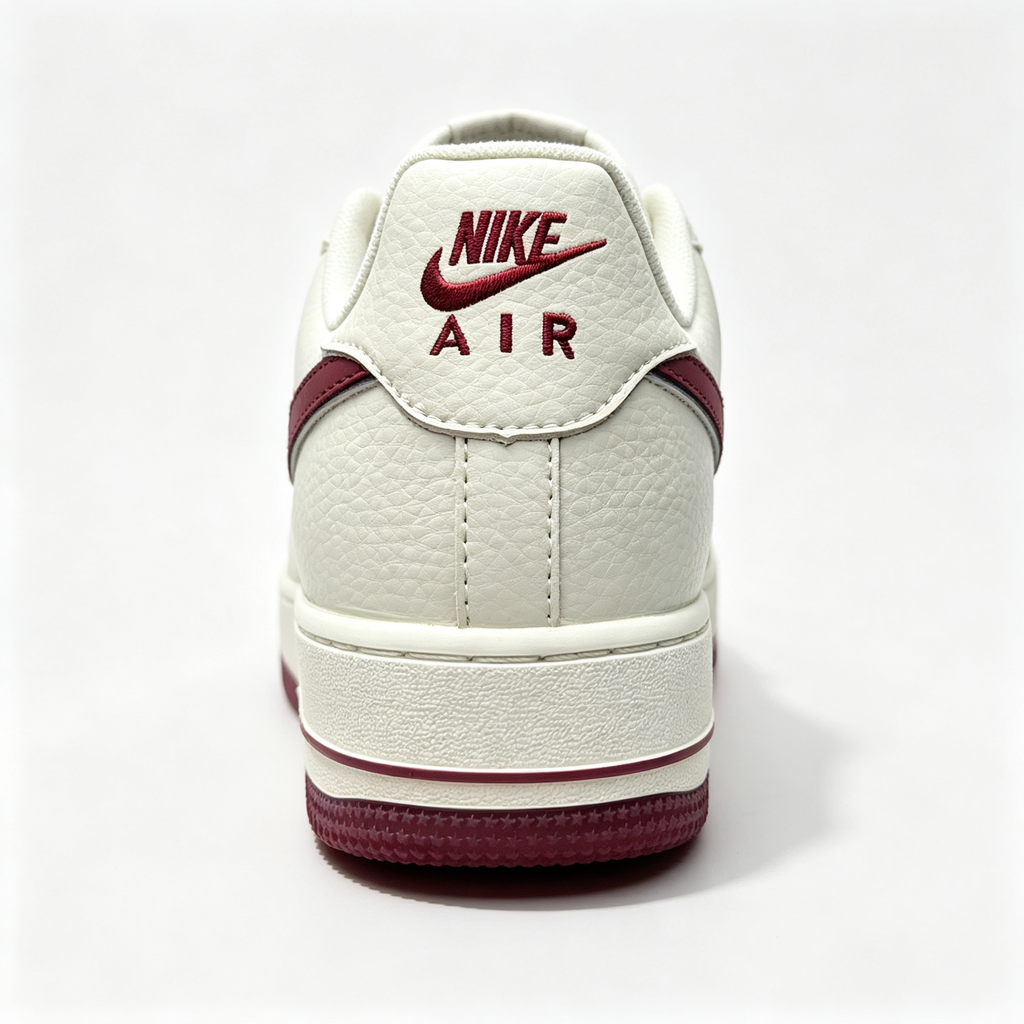 Nike Air Force 1 '07 Low Custom – Sail / Burgundy Double Swoosh & Gradient Outsole
