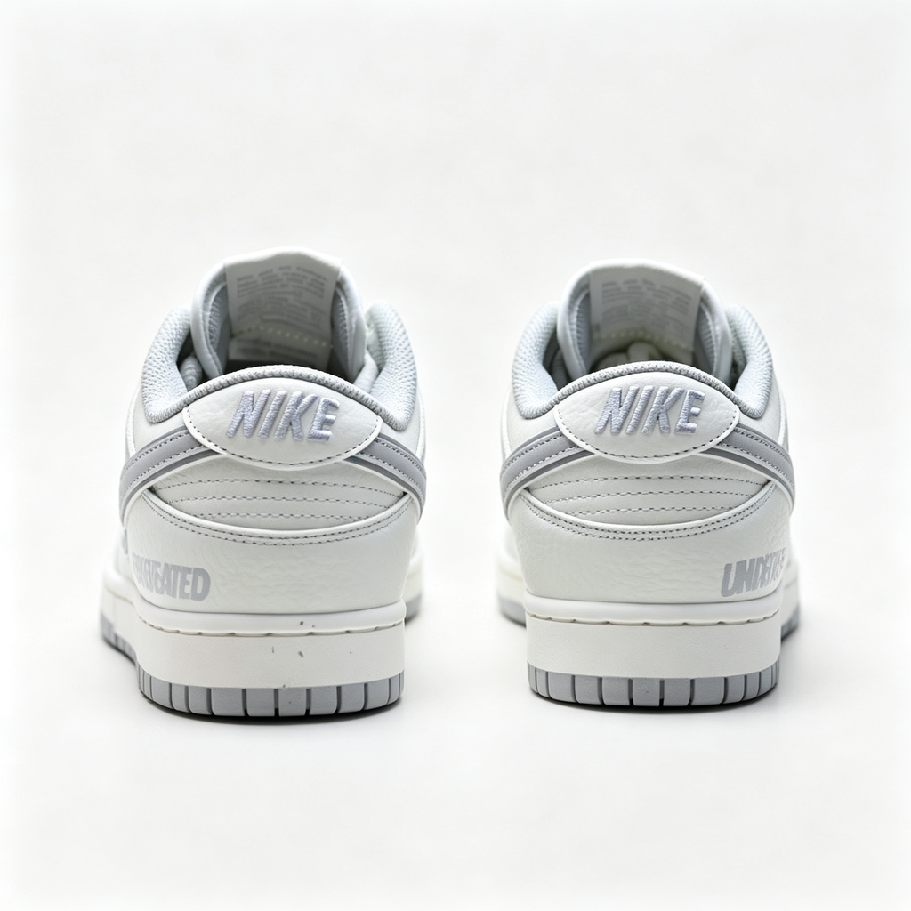 Nike Dunk Low 'Light Grey Swoosh' – White Leather Low-Top Sneakers