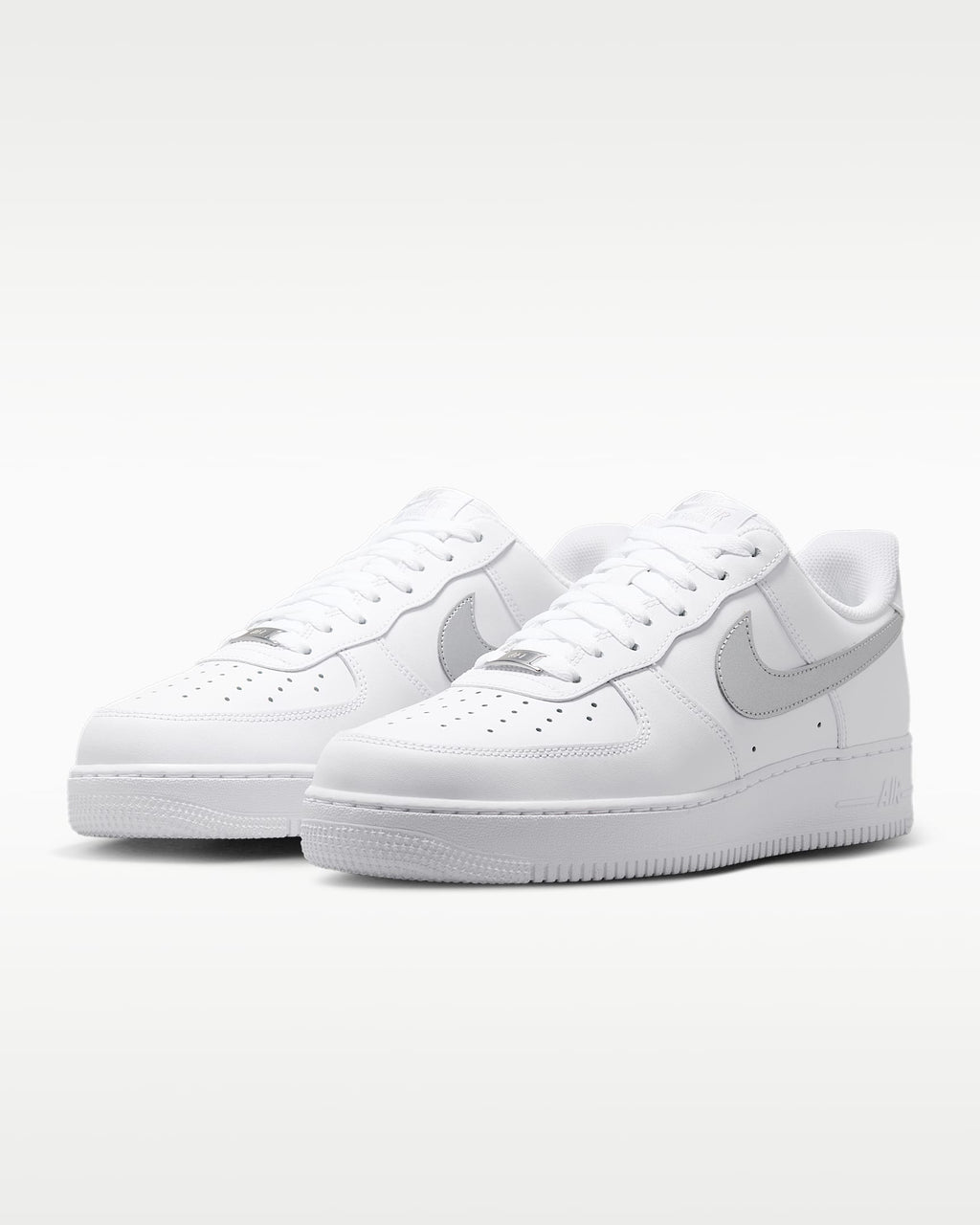 Nike Air Force 1 '07 White Silver Swoosh Sneakers