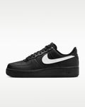 Nike Air Force 1 '07 Black Leather White Swoosh Sneakers