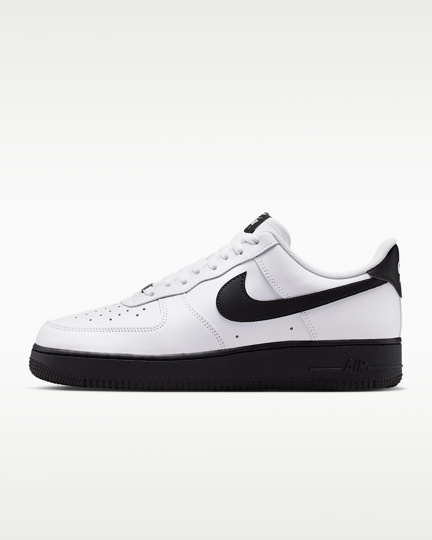 Nike Air Force 1 '07 White Black Swoosh Black Outsole Sneakers