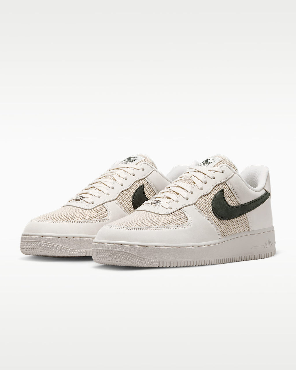 Nike Air Force 1 '07 Sail and Dark Green Mesh Sneakers