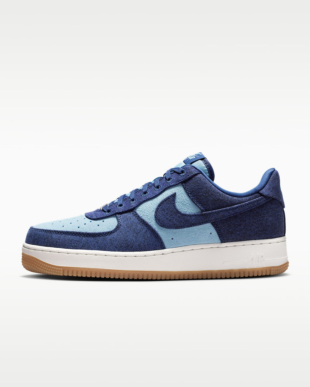 Nike Air Force 1 '07 Two-Tone Blue Denim Gum Sneakers