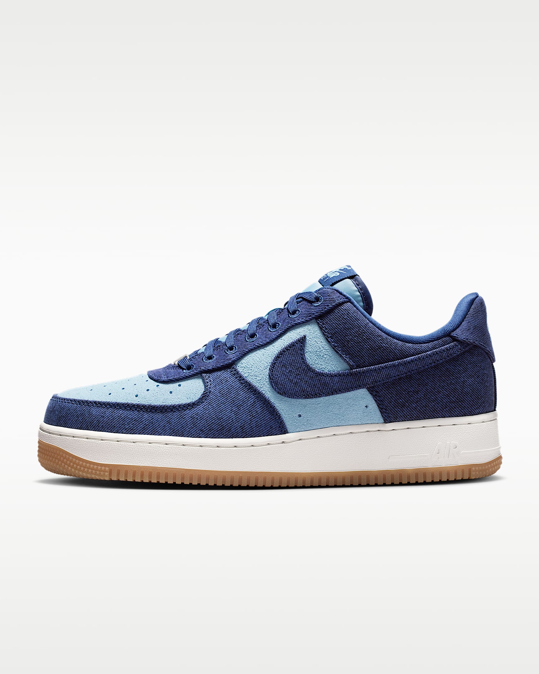 Nike Air Force 1 '07 Two-Tone Blue Denim Gum Sneakers