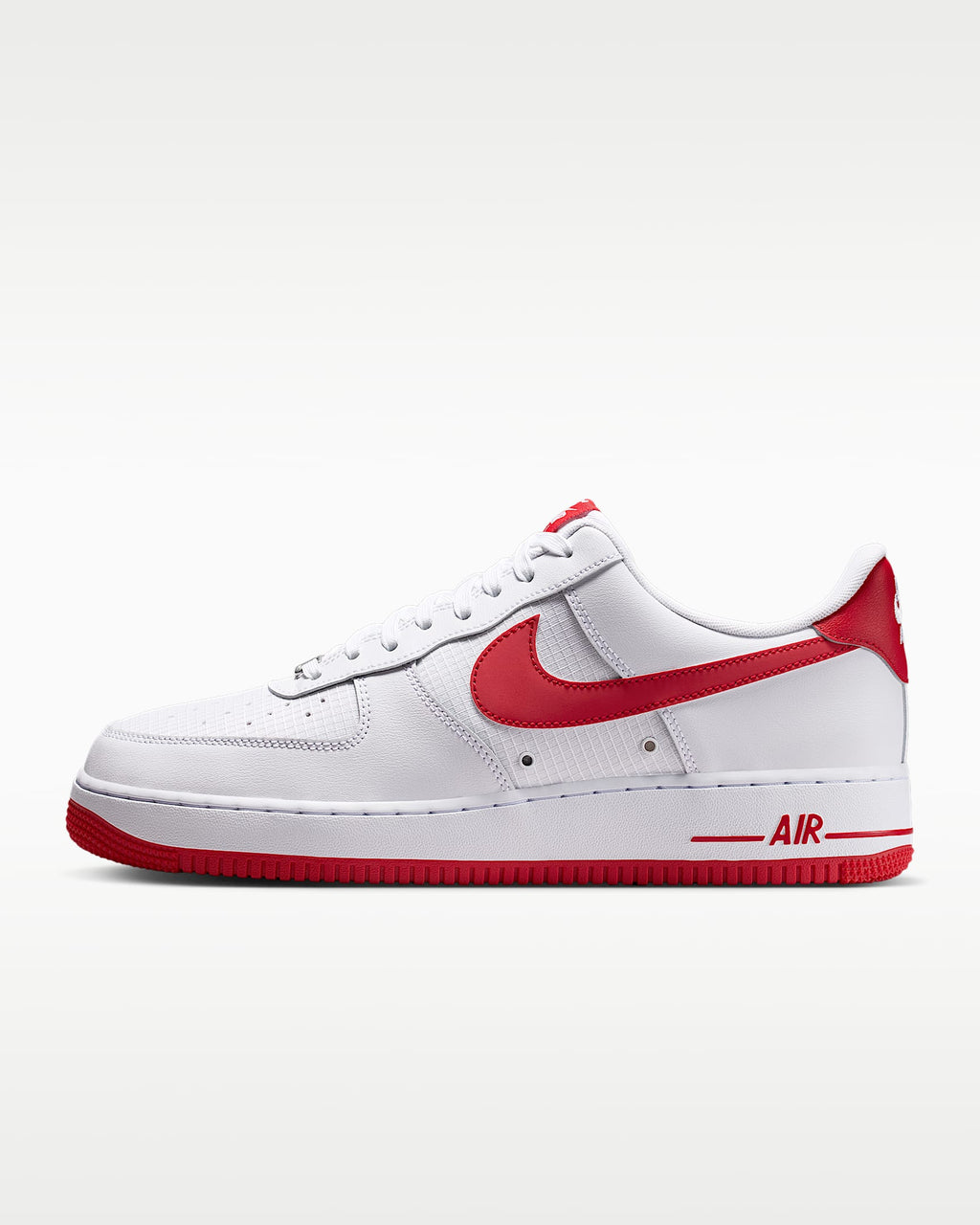 Nike Air Force 1 '07 White Red Swoosh Red Outsole Sneakers