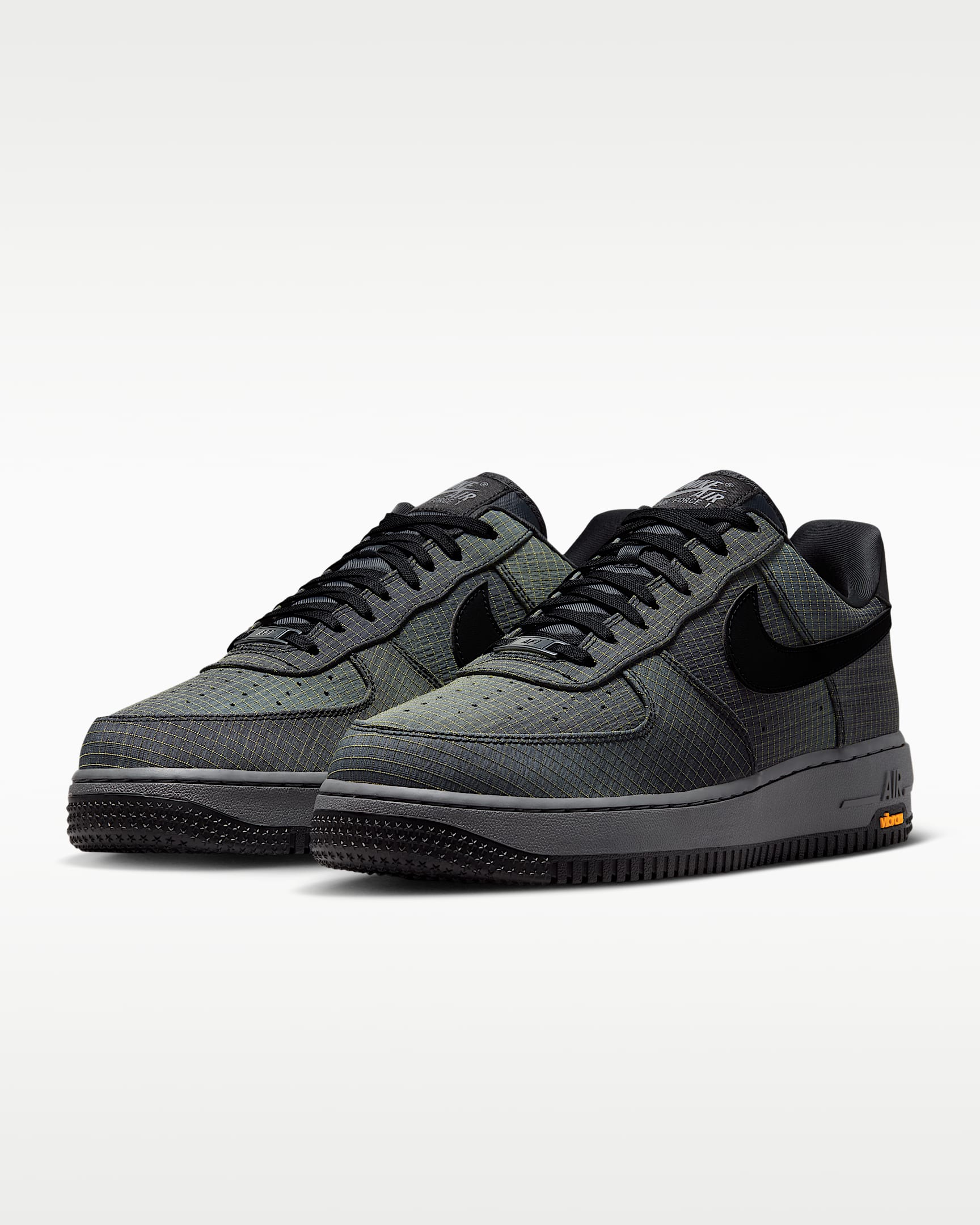Nike Air Force 1 '07 Dark Grey Grid Fabric Vibram Outsole Sneakers