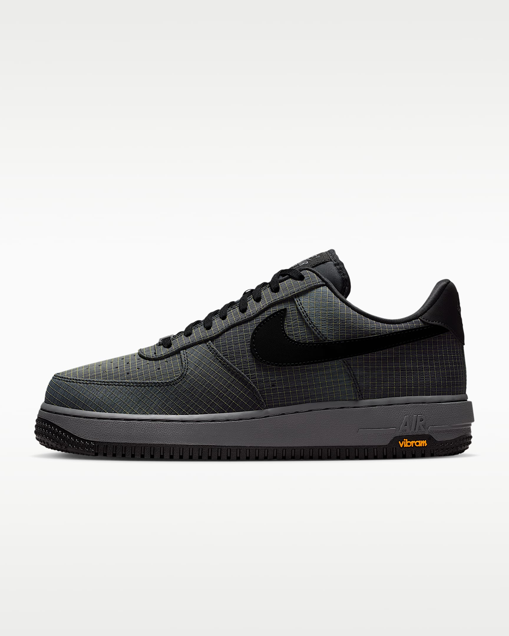 Nike Air Force 1 '07 Dark Grey Grid Fabric Vibram Outsole Sneakers