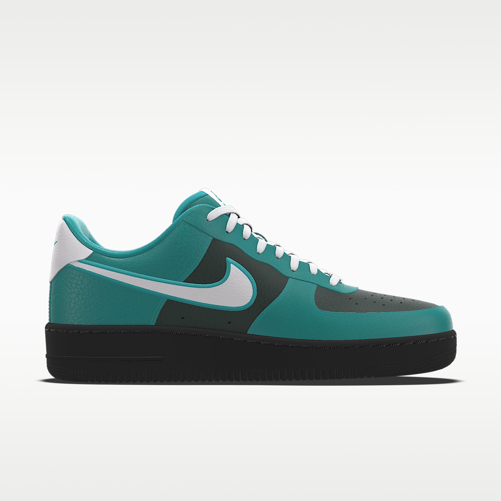 Nike Air Force 1 '07 Teal Dark Green White Swoosh Black Sole Sneakers