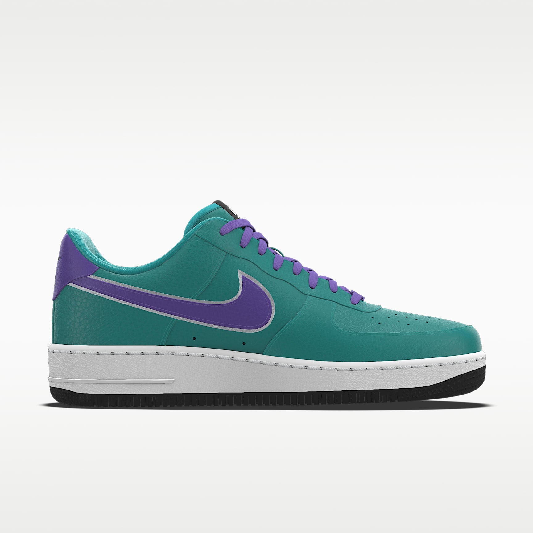 Nike Air Force 1 '07 Teal Purple Silver Outline Swoosh Sneakers