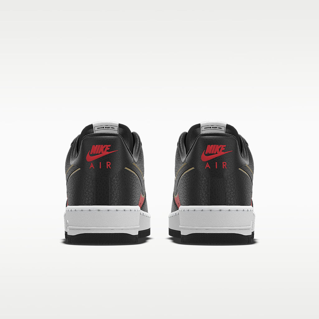 Nike Air Force 1 '07 Black Red Gold Outline Color-Block Sneakers