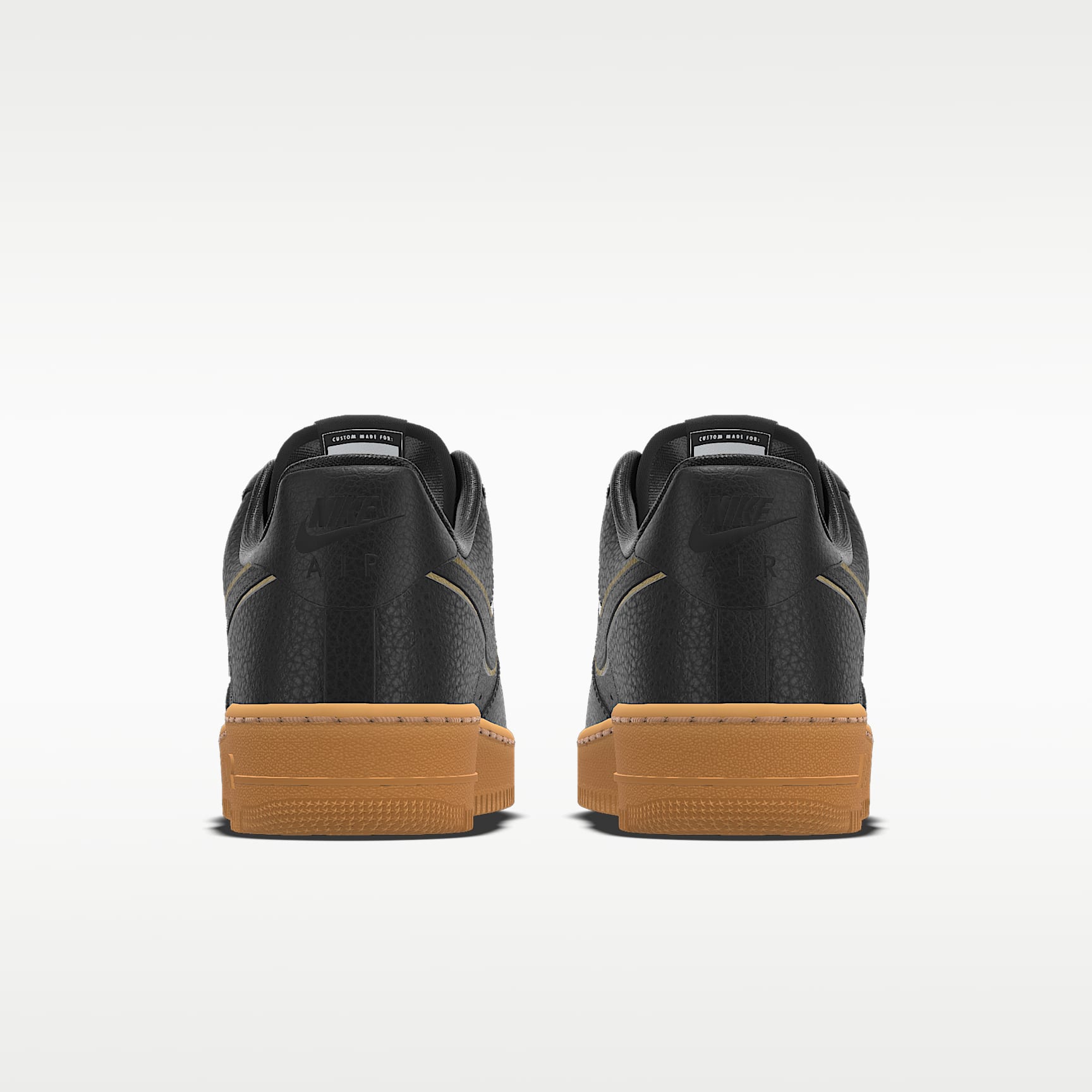 Nike Air Force 1 '07 Black Gold Outline Gum Sole Sneakers