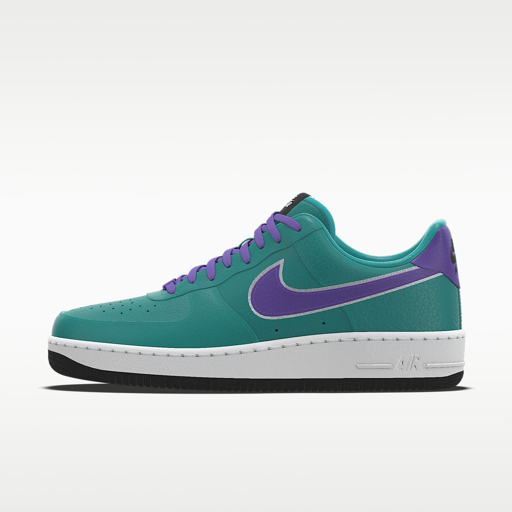 Nike Air Force 1 '07 Teal Purple Silver Outline Swoosh Sneakers