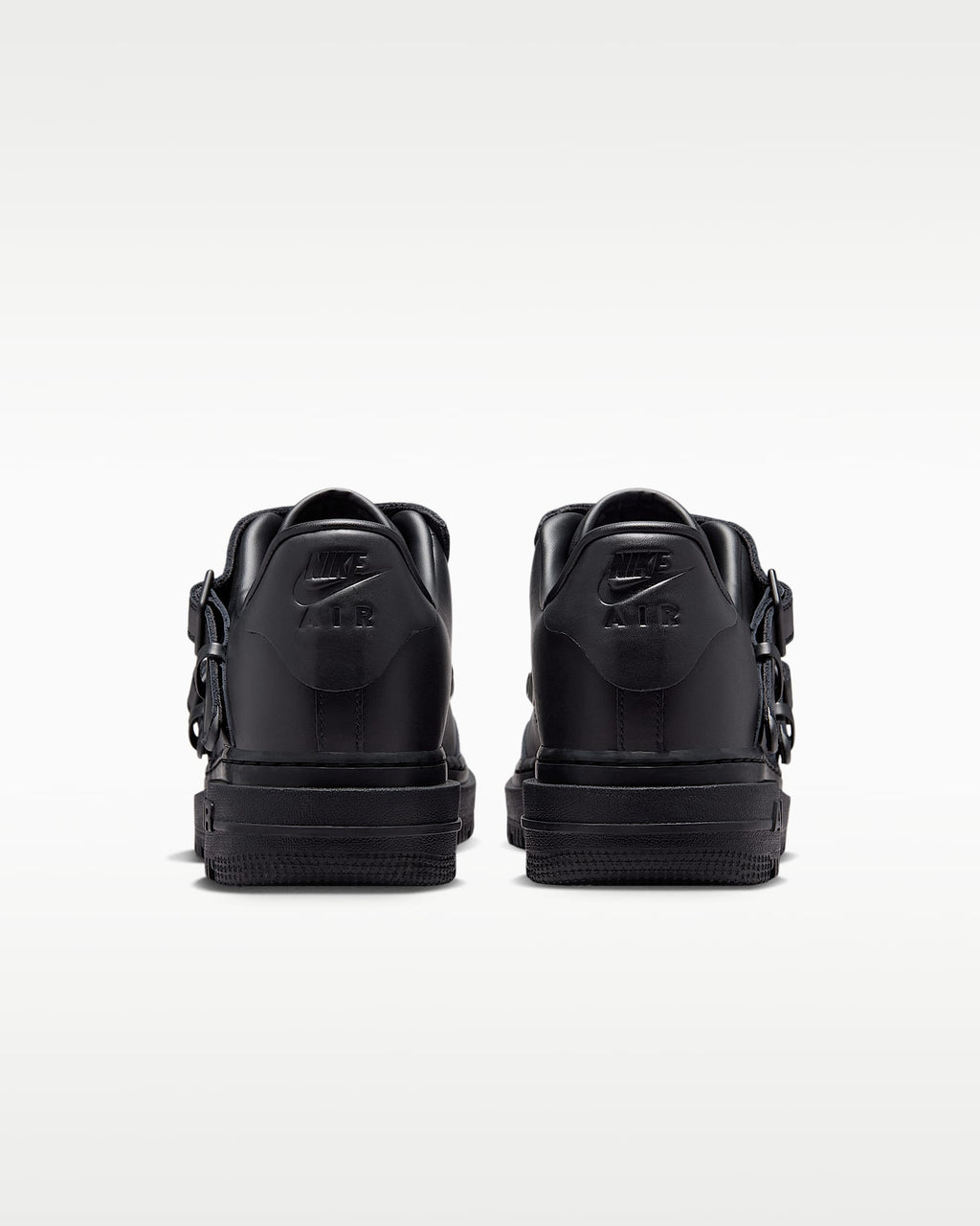 Nike Air Force 1 '07 Black Double Strap Metal Swoosh Sneakers
