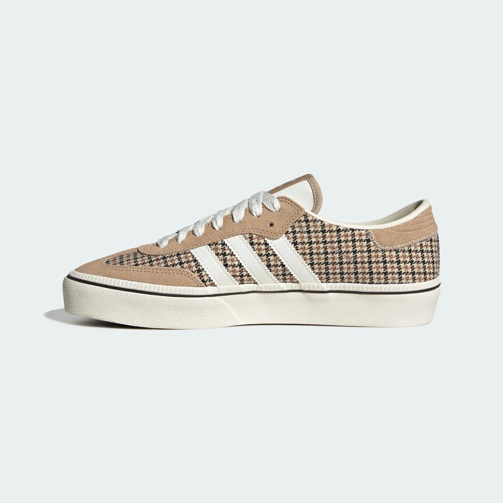 Adidas Originals – Beige Houndstooth Canvas Platform Casual Sneakers
