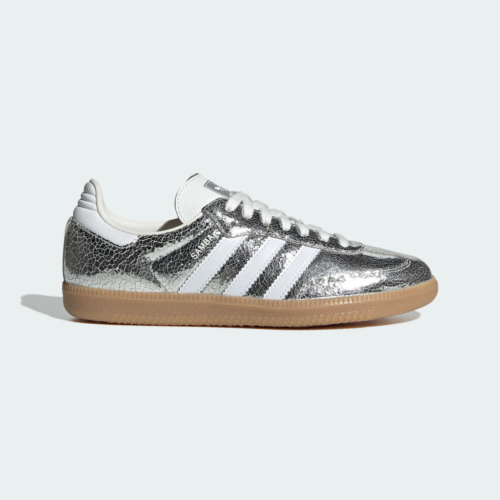 Adidas Originals – Silver Crackle / White Leather Casual Sneakers