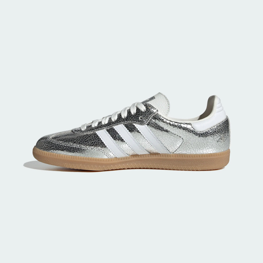Adidas Originals – Silver Crackle / White Leather Casual Sneakers