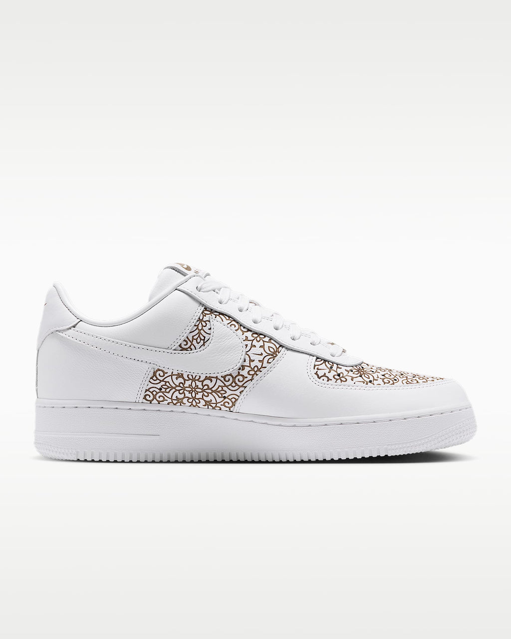 Nike Air Force 1 '07 White Gold Floral Ornate Print Sneakers