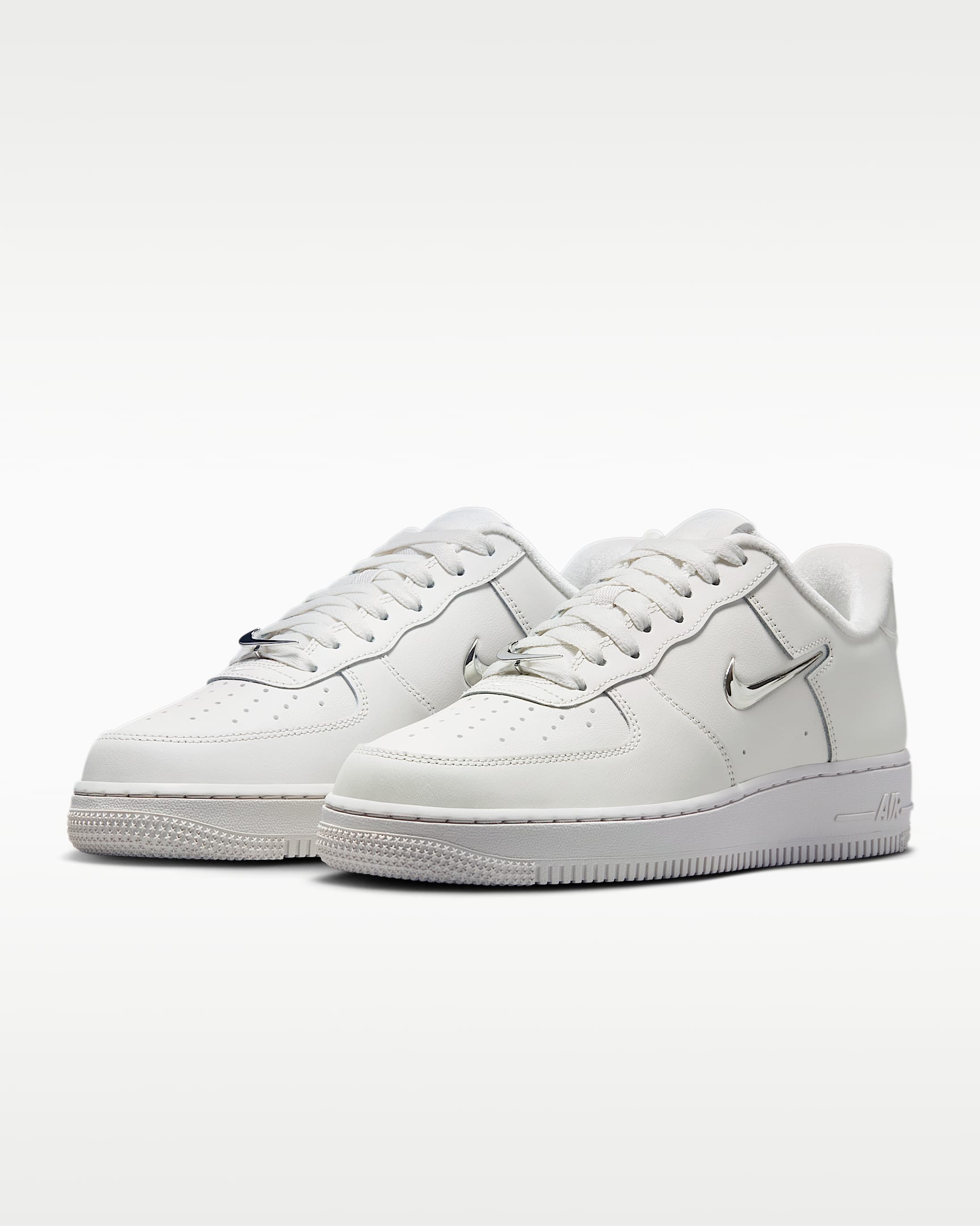 Nike Air Force 1 '07 Sail Metallic Silver Mini Swoosh Sneakers
