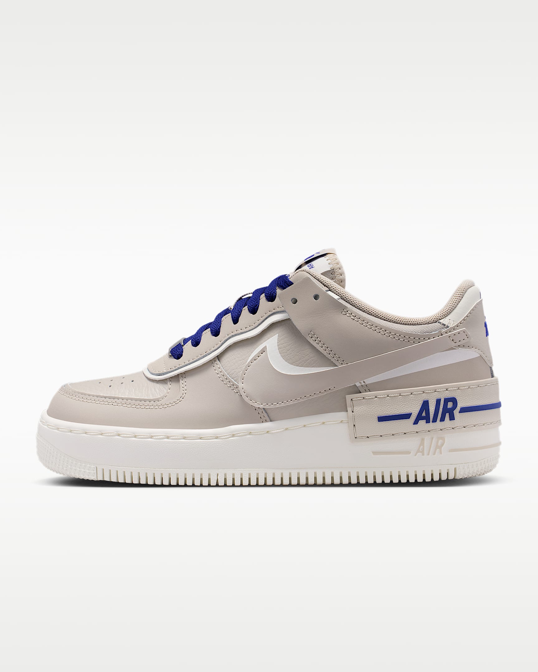 Nike Air Force 1 Shadow Light Taupe White Royal Blue Sneakers