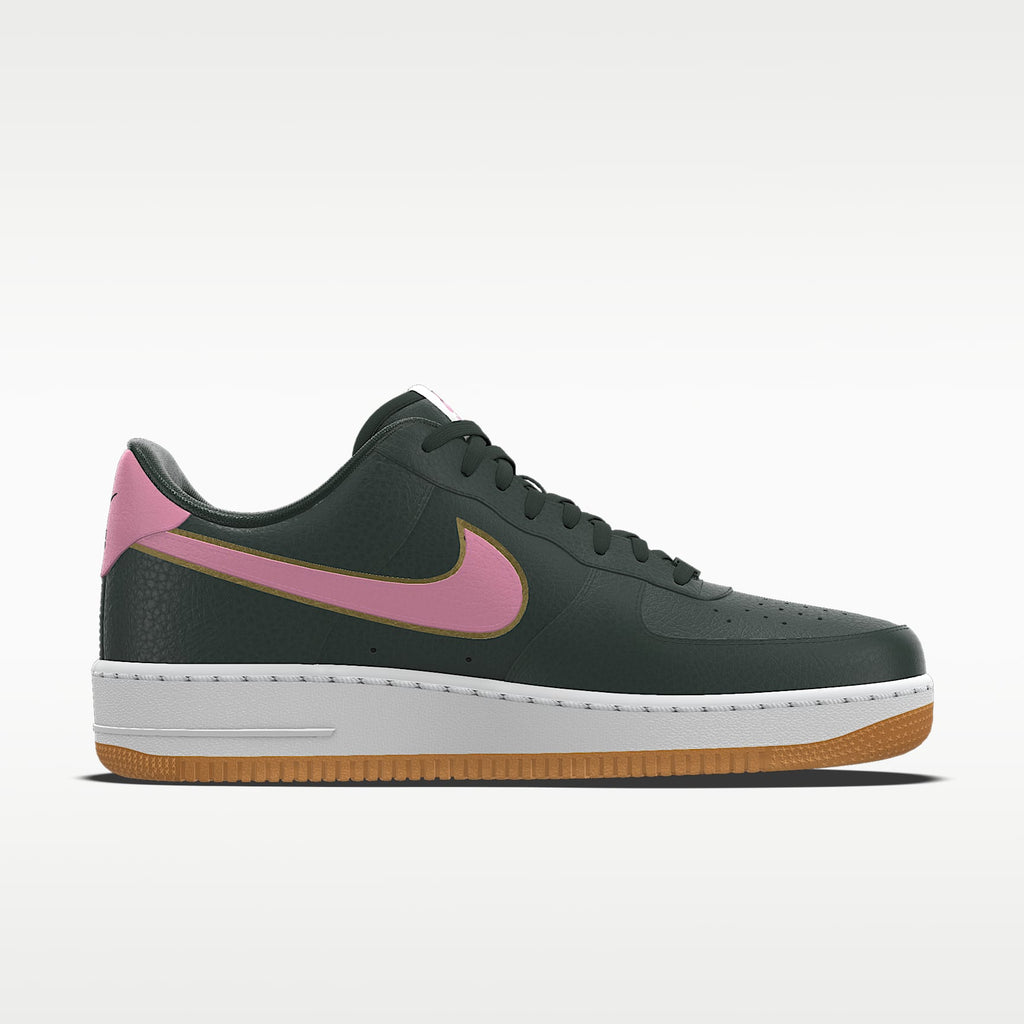Nike Air Force 1 '07 Dark Green Pink Swoosh Gum Outsole Sneakers