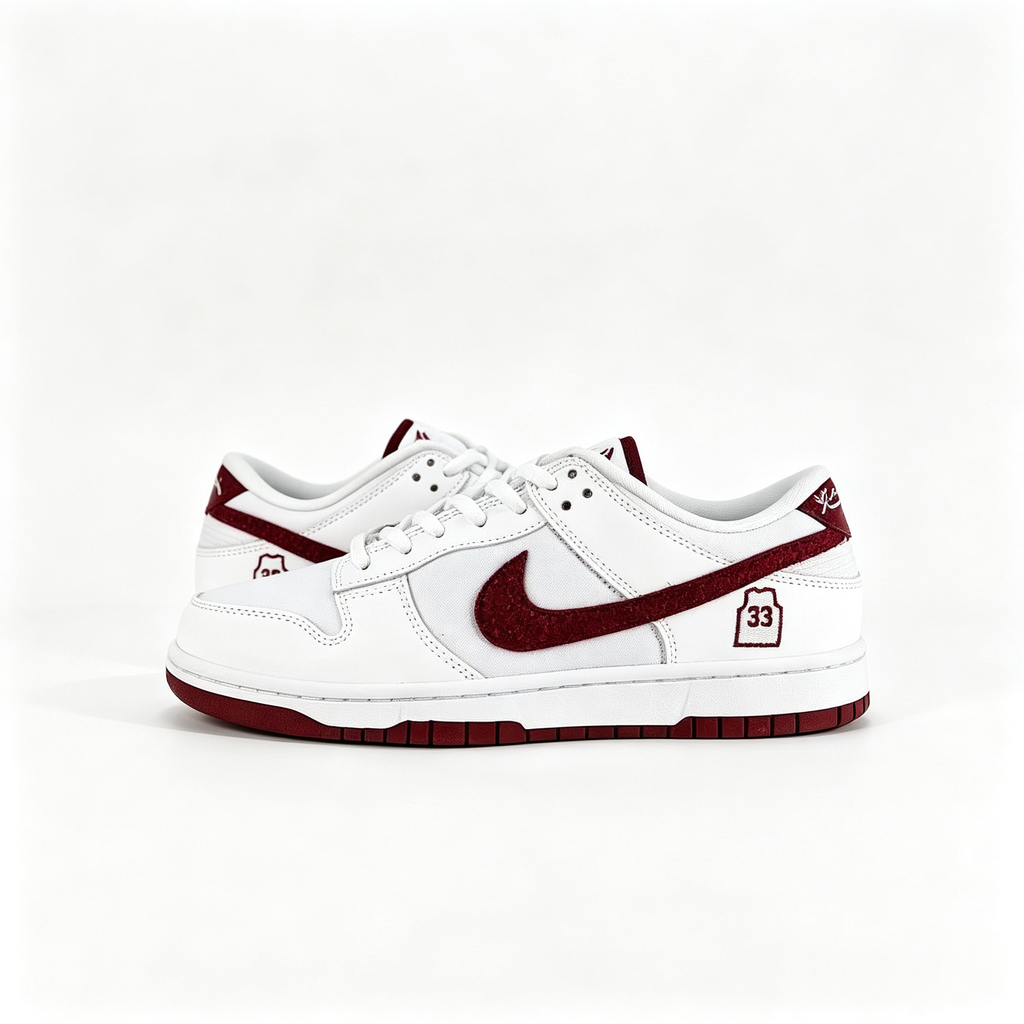 Nike Dunk Low 'White / Team Red' – Suede Swoosh Low-Top Sneakers