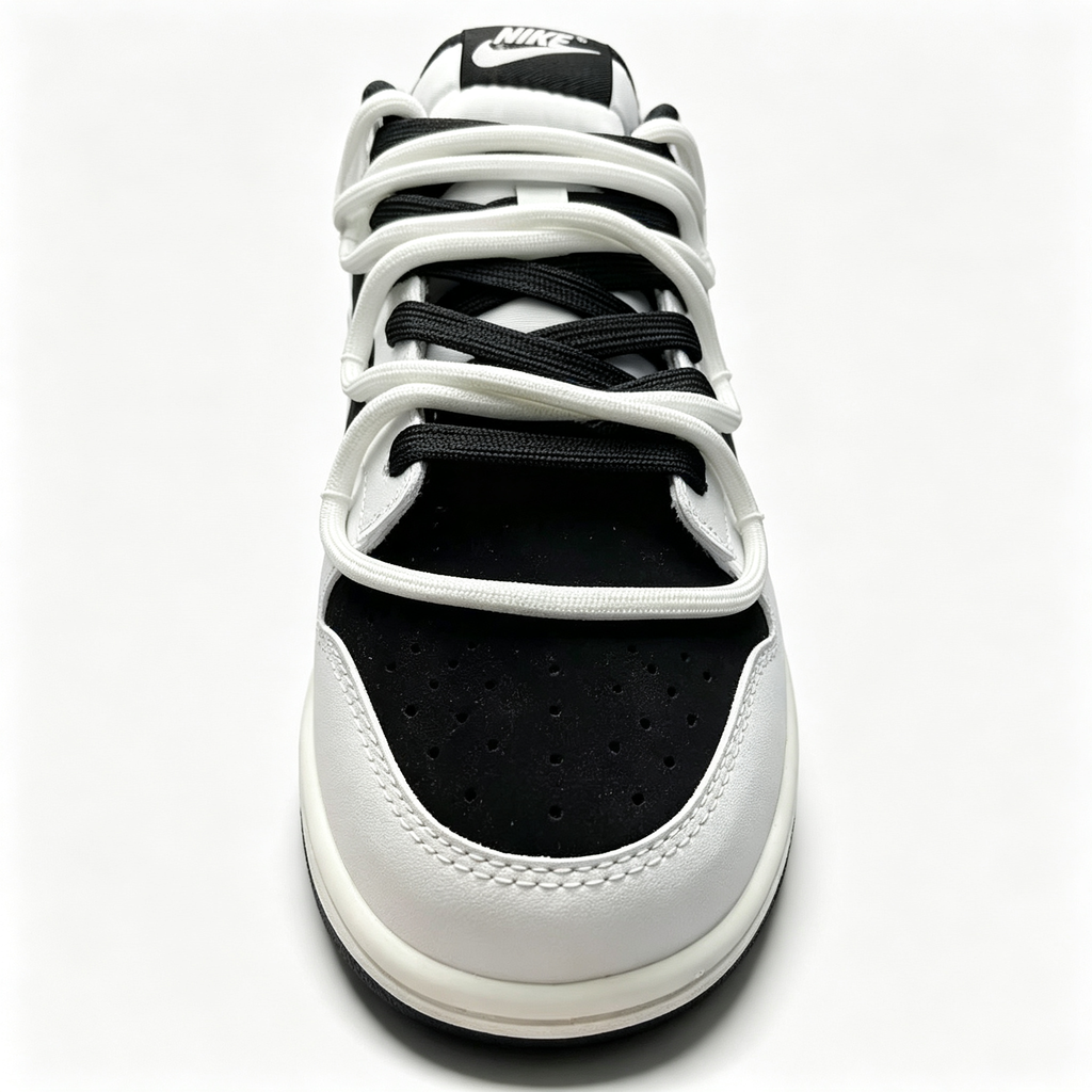 Nike Dunk Low 'Miracle' — Black & White with Light Blue Swoosh & Heel Print