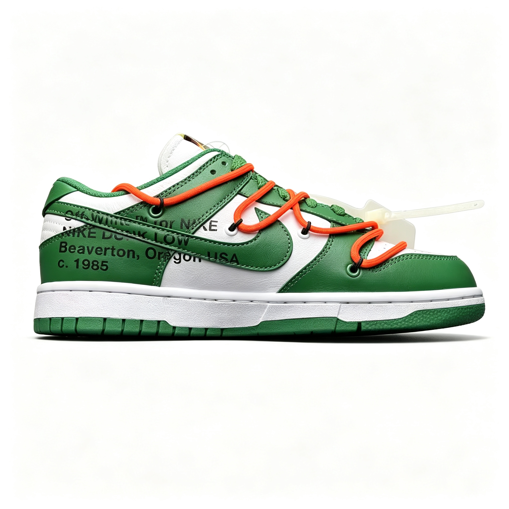 Nike Dunk Low Sneakers – White / Green / Orange | Lace-Lock Tag Detail
