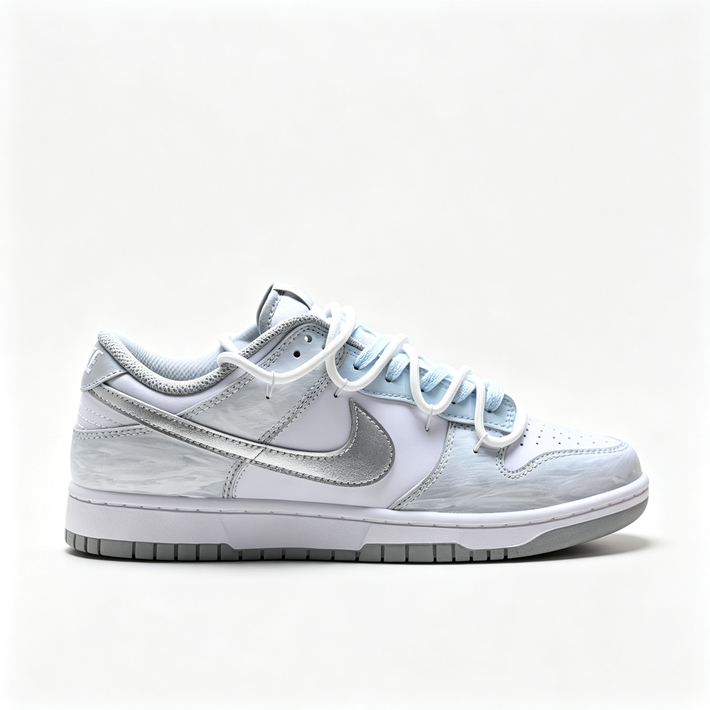 Nike Dunk Low BG — Marble Print / Light Blue / Silver Swoosh