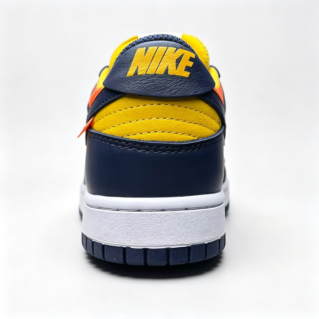 Nike Dunk Low Sneakers – Yellow / Navy Blue / Orange | Zip-Tie Tag Detail