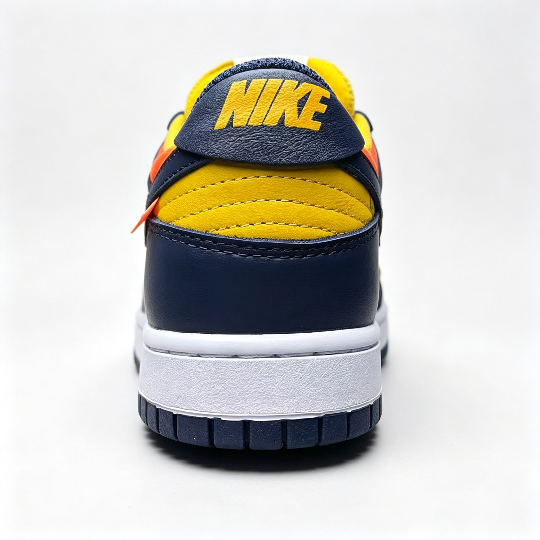 Nike Dunk Low Sneakers – Yellow / Navy Blue / Orange | Zip-Tie Tag Detail