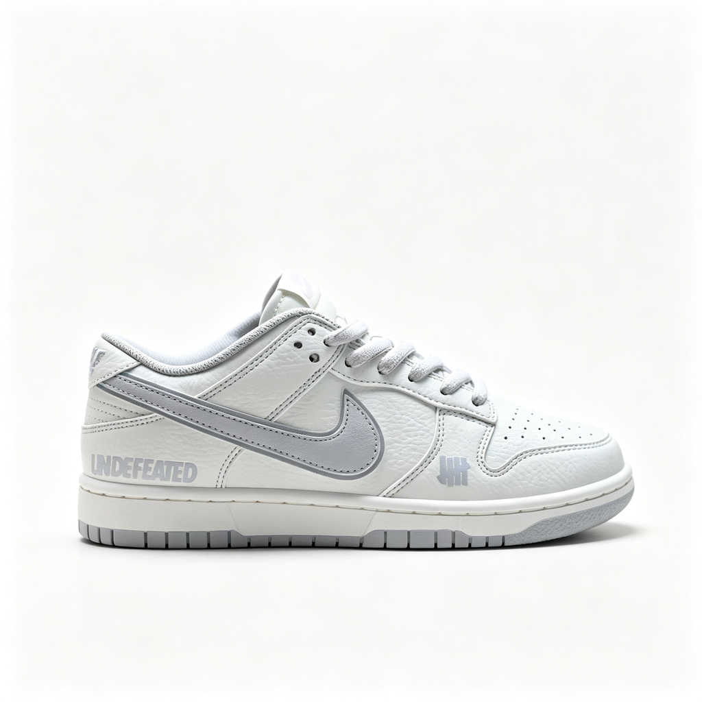 Nike Dunk Low 'Light Grey Swoosh' – White Leather Low-Top Sneakers
