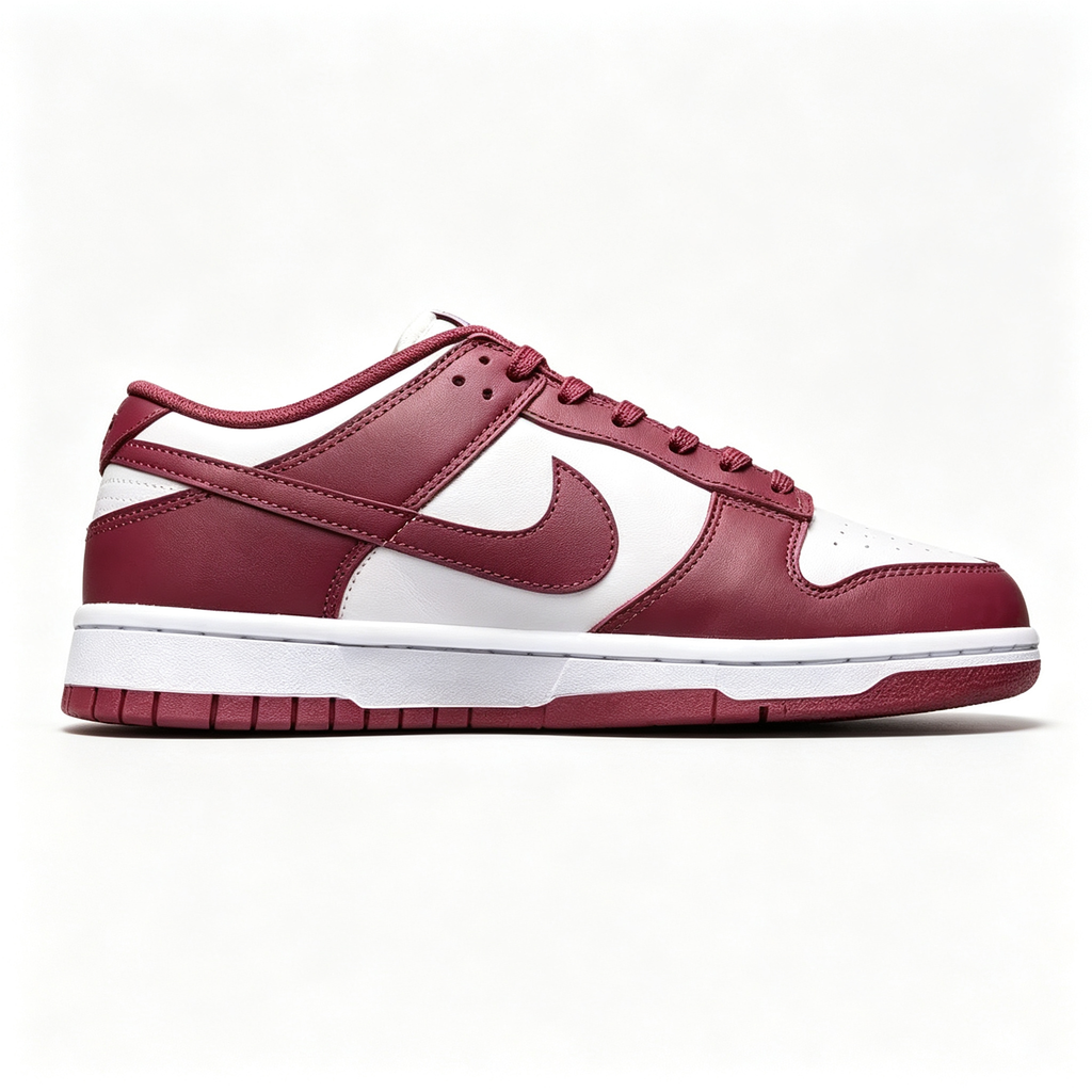 Nike Dunk Low 'White / Burgundy' — Premium Leather Sneakers
